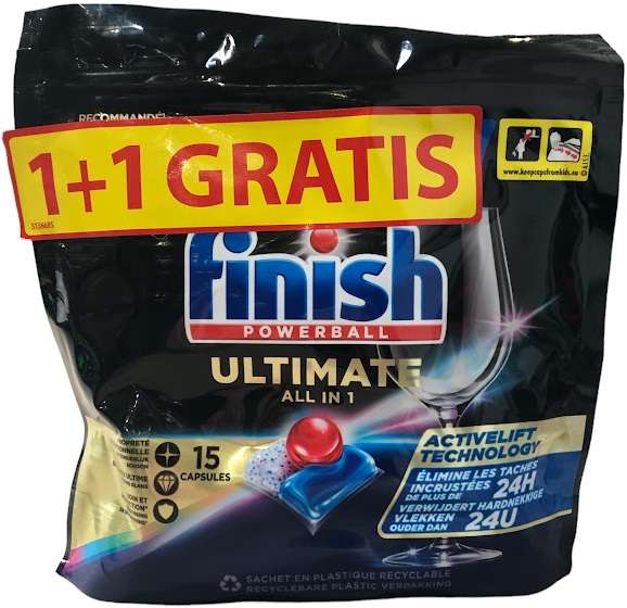 FINISH POWERBALL ULTIMATE ALL IN 1 30szt (2x15szt)  NL/FR - KAPSUŁKI DO ZMYWARKI