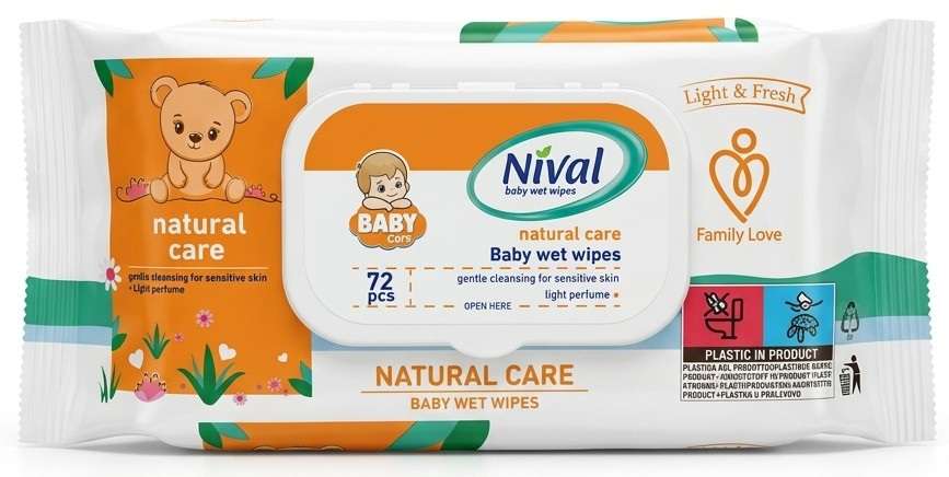 NIVAL BABY WET WIPES 72 SZT NATURAL CARE  MULTI - CHUSTECZKI NAWILŻANE DLA DZIECI