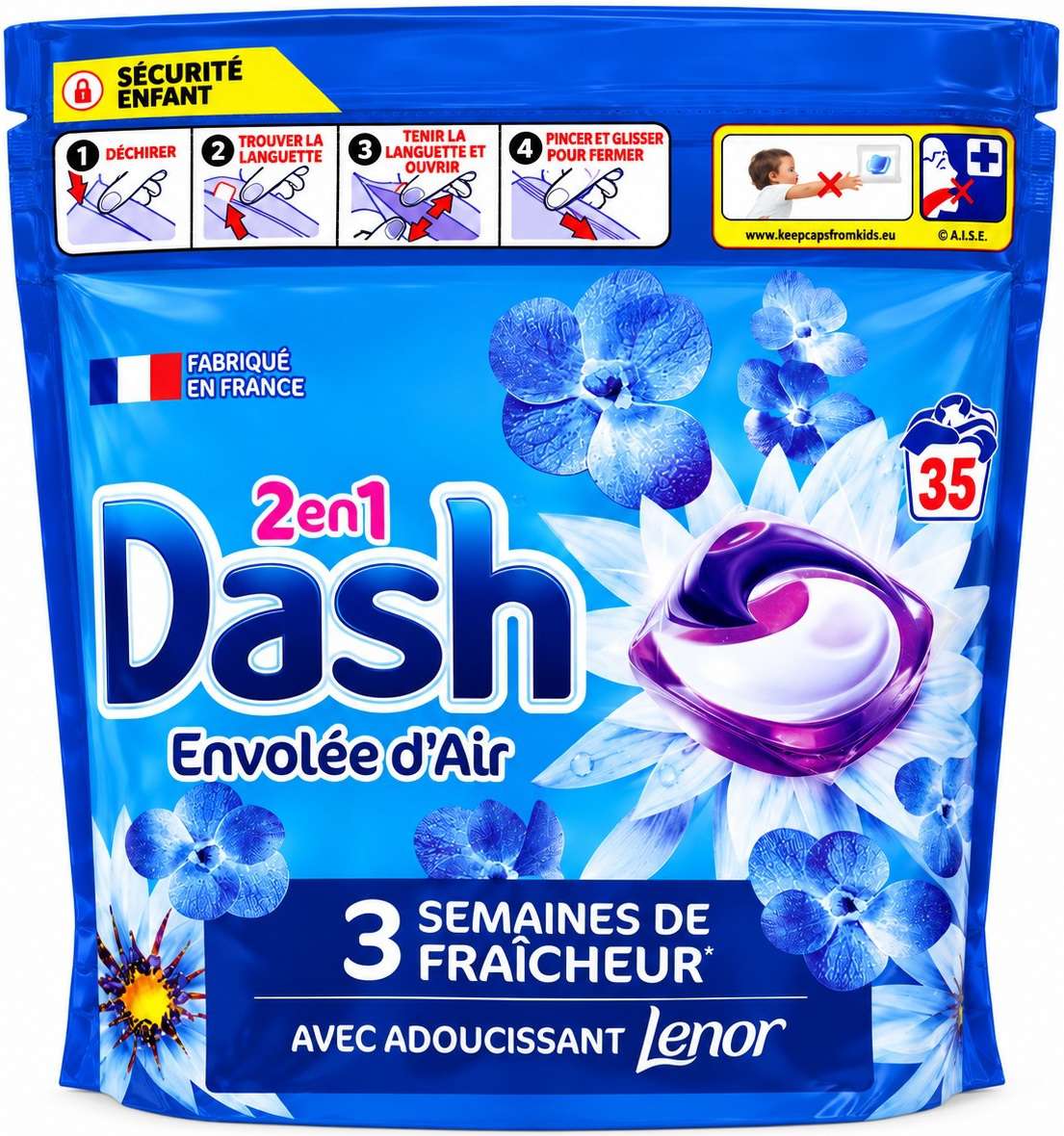 DASH PODS 2EN1 ENVOLÉE D'AIR 35szt IT - KAPSUŁKI DO PRANIA 