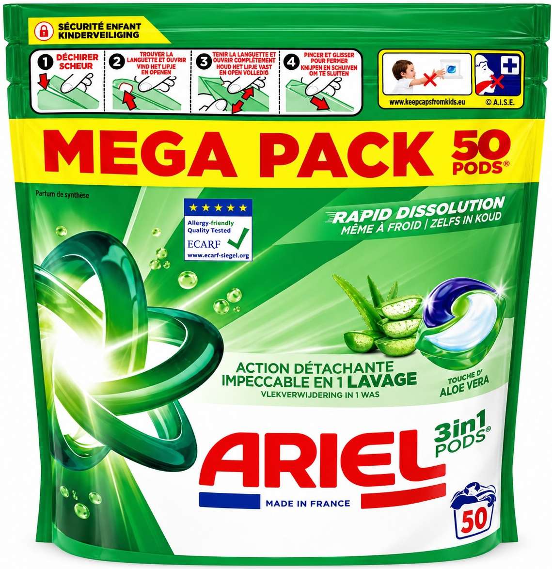 ARIEL PODS 3IN1 ALOE VERA 50szt  FR - KAPSUŁKI DO PRANIA