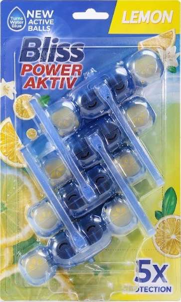 BLISS POWER AKTIV WC BLUE WATER 4 X 55G LEMON MULTI - ZAWIESZKA DO WC BARWIĄCA