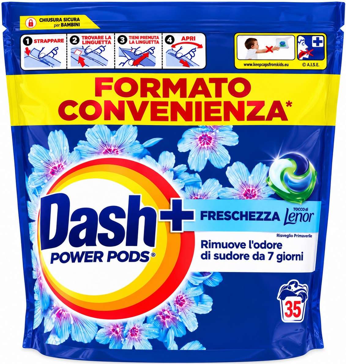 DASH PODS "POWER" FRESCHEZZA LENOR 35szt IT - KAPSUŁKI DO PRANIA 