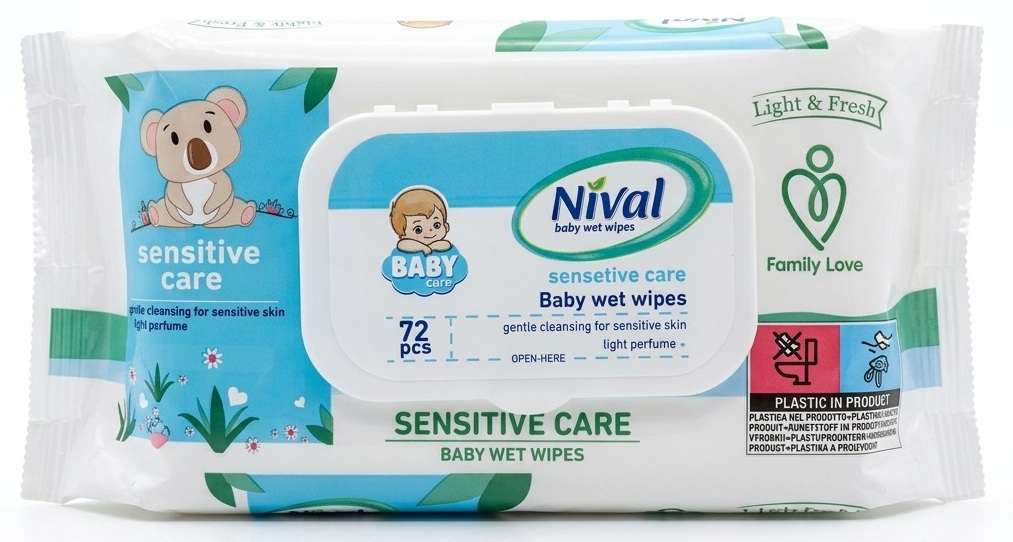 NIVAL BABY WET WIPES 72 SZT SENSITIVE CARE  MULTI - CHUSTECZKI NAWILŻANE DLA DZIECI 