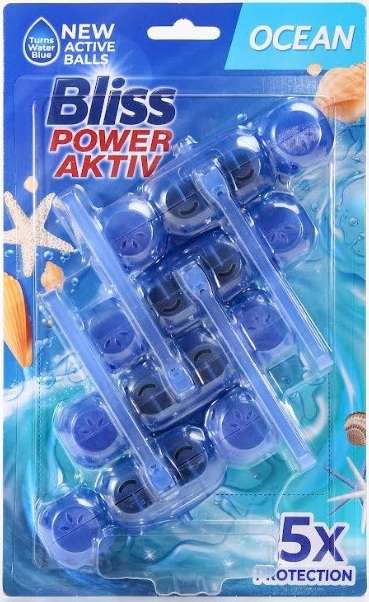 BLISS POWER AKTIV WC BLUE WATER 4 X 55G OCEAN MULTI - ZAWIESZKA DO WC BARWIĄCA