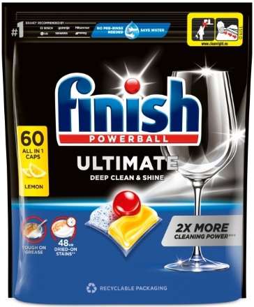 FINISH POWERBALL ULTIMATE ALL IN 1 60szt LEMON CZ/SK/HU - KAPSUŁKI DO ZMYWARKI
