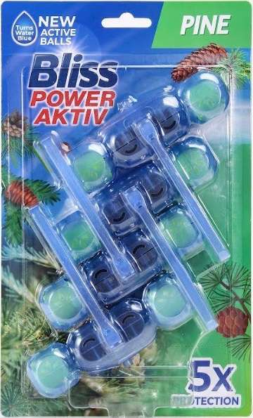 BLISS POWER AKTIV WC BLUE WATER 4 X 55G PINE MULTI - ZAWIESZKA DO WC BARWIĄCA