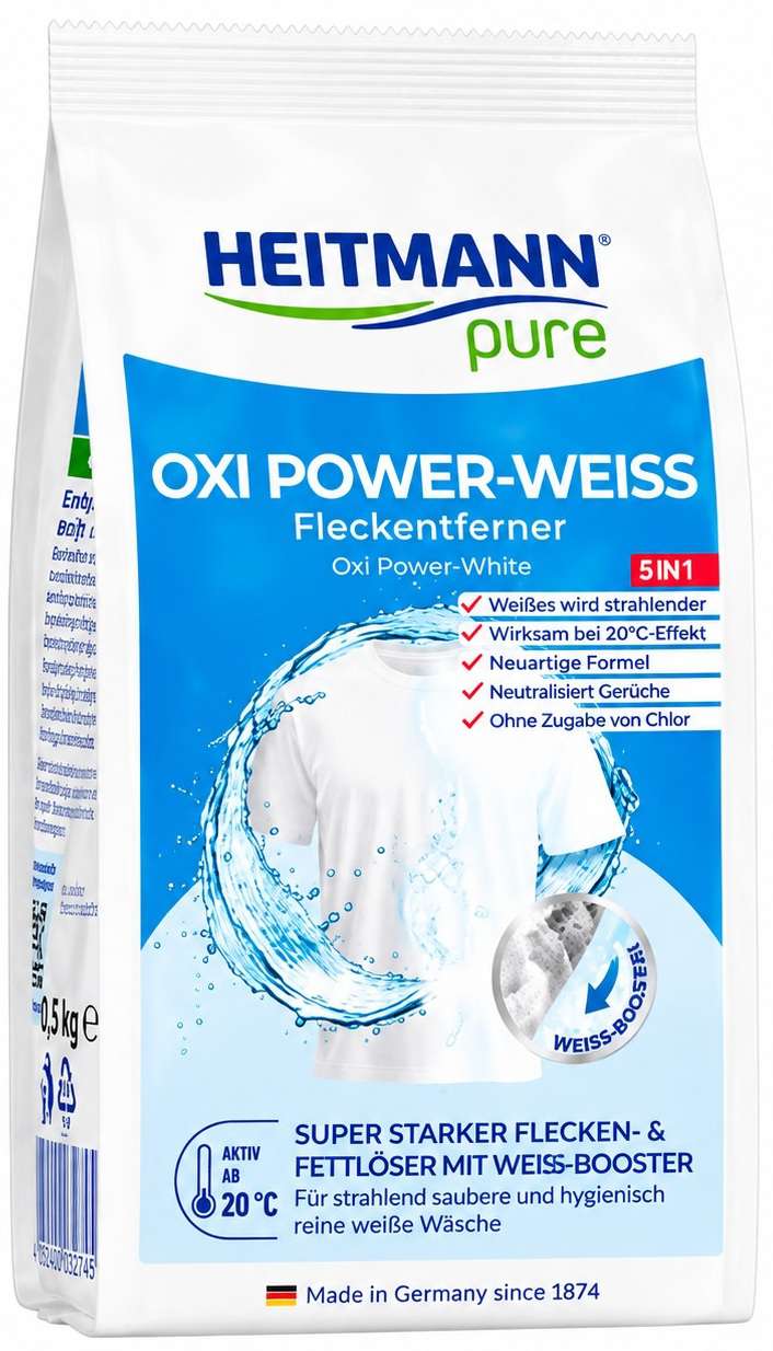 HEITMANN PURE OXI POWER-WEISS 475G  DE - ODPLAMIACZ DO TKANIN BIAŁYCH