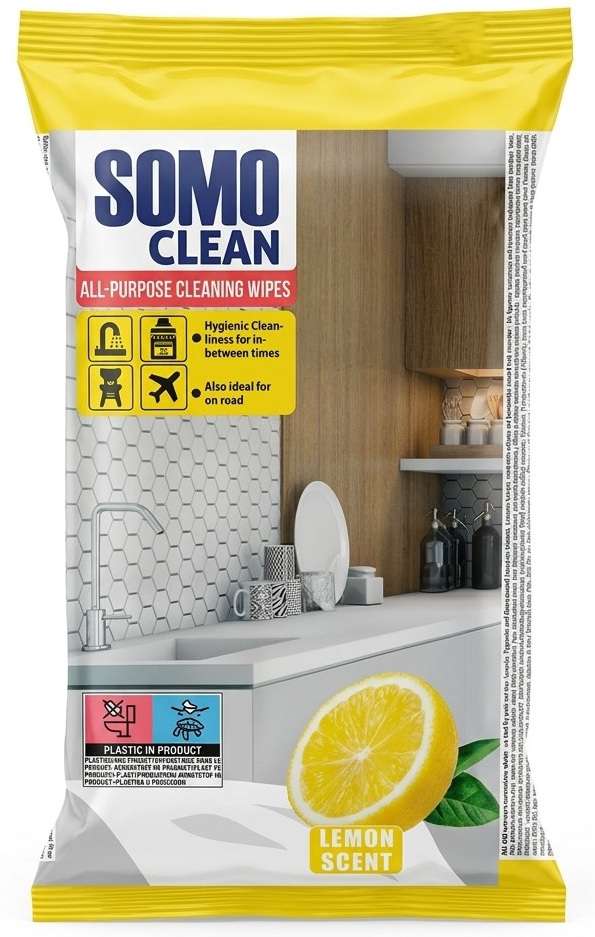 SOMO CLEAN ALL-PURPOSE CLEANING WIPES 72 SZT LEMON SCENT  MULTI - CHUSTECZKI NAWILŻANE DO CZYSZCZENIA