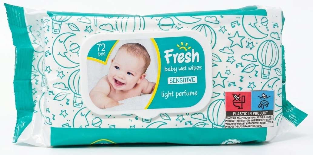 FRESH BABY WET WIPES 72 SZT SENSITIVE  MULTI - CHUSTECZKI NAWILŻANE DLA DZIECI 