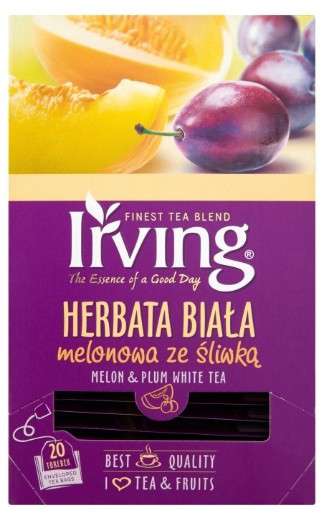 IRVING HERBATA BIAŁA MELONOWA ZE ŚLIWKĄ 20 torebek