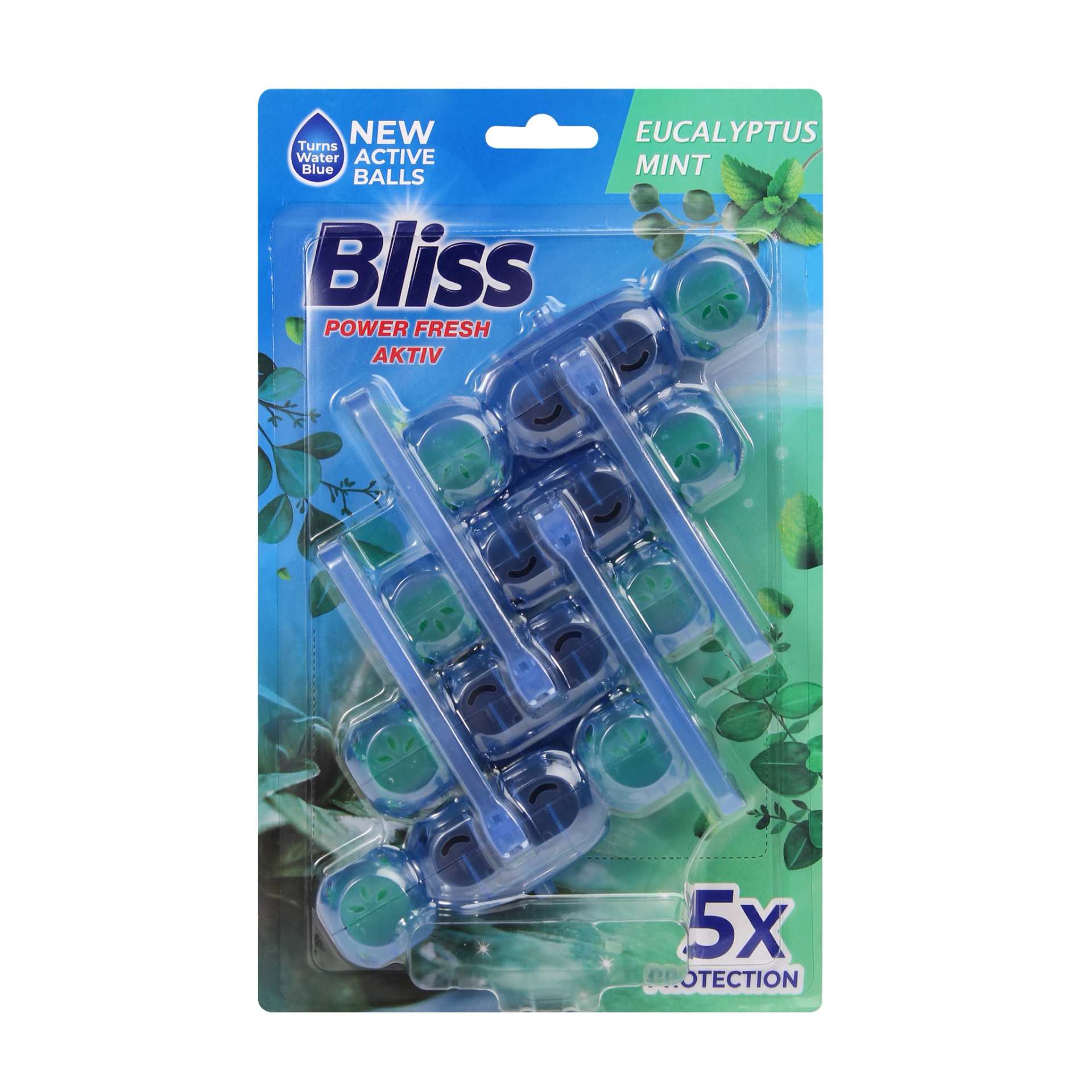 BLISS POWER AKTIV WC BLUE WATER 4 X 50G EUCALYPTUS MINT  MULTI - ZAWIESZKA DO WC BARWIĄCA