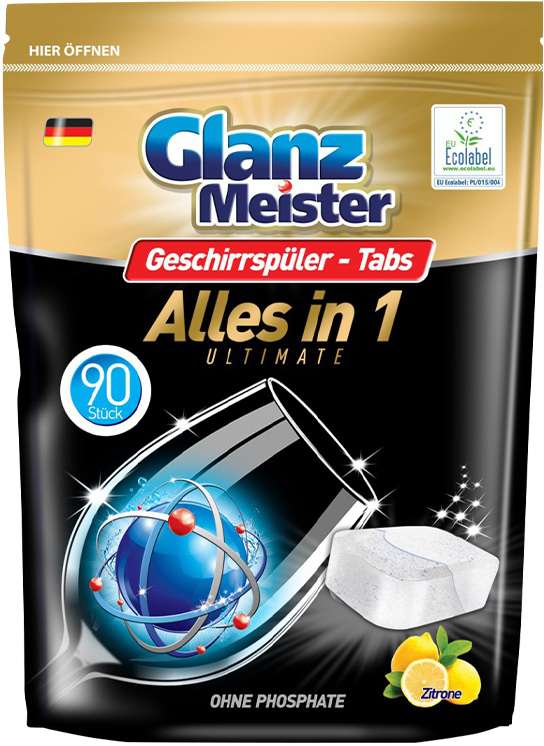 GLANZ MEISTER GESCHIRRSPULER-TABS ALLES IN 1 ULTIMATE 90er  MULTI - TABLETKI DO ZMYWARKI 