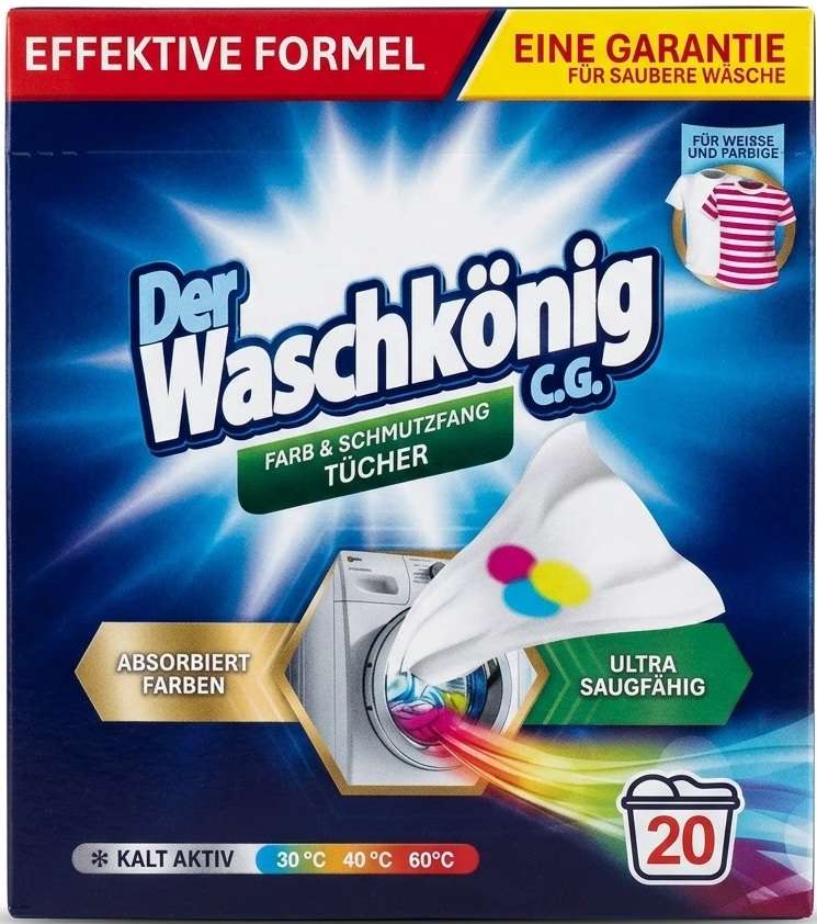 WASCHKONIG FARB UND SCHMUTZFANGTUCHER 20szt - CHUSTECZKI WYŁAPUJĄCE DO PRANIA 