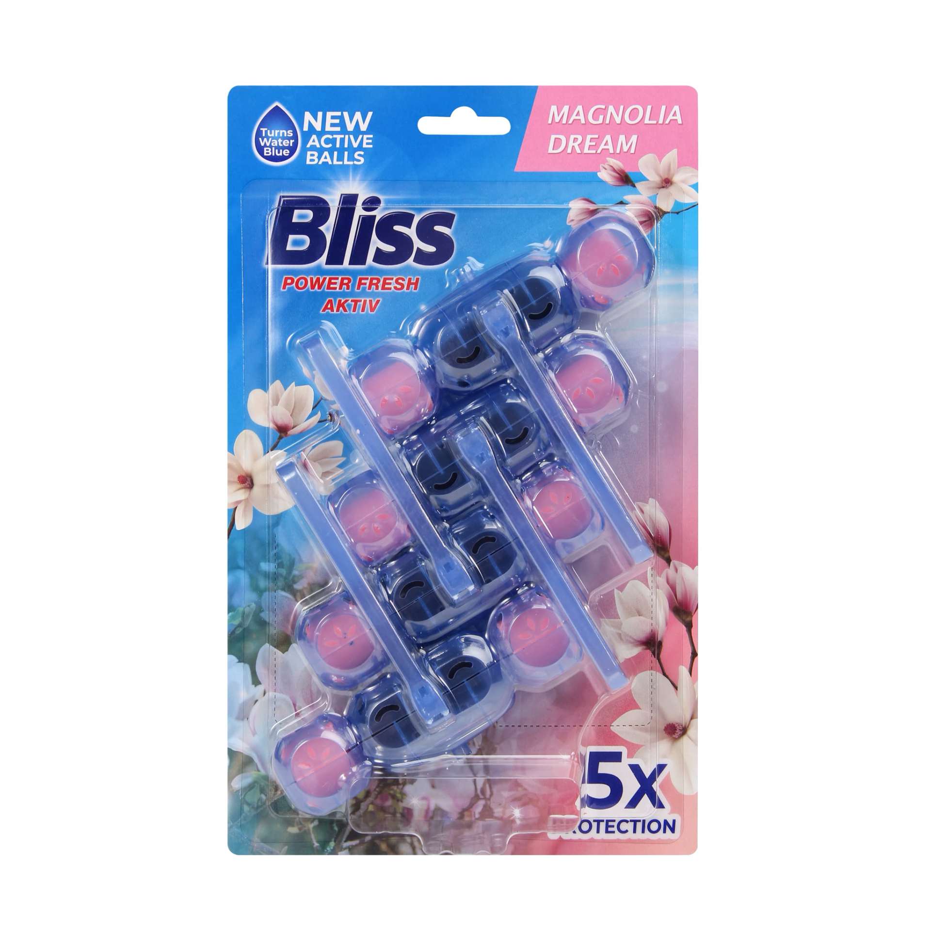 BLISS POWER AKTIV WC BLUE WATER 4 X 50G MAGNOLIA DREAM  MULTI - ZAWIESZKA DO WC BARWIĄCA