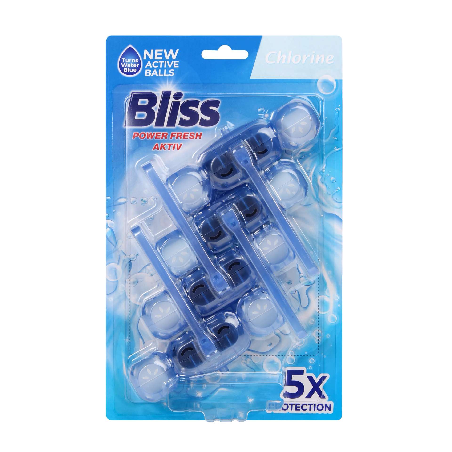 BLISS POWER AKTIV WC BLUE WATER 4 X 50G CHLORINE  MULTI - ZAWIESZKA DO WC BARWIĄCA