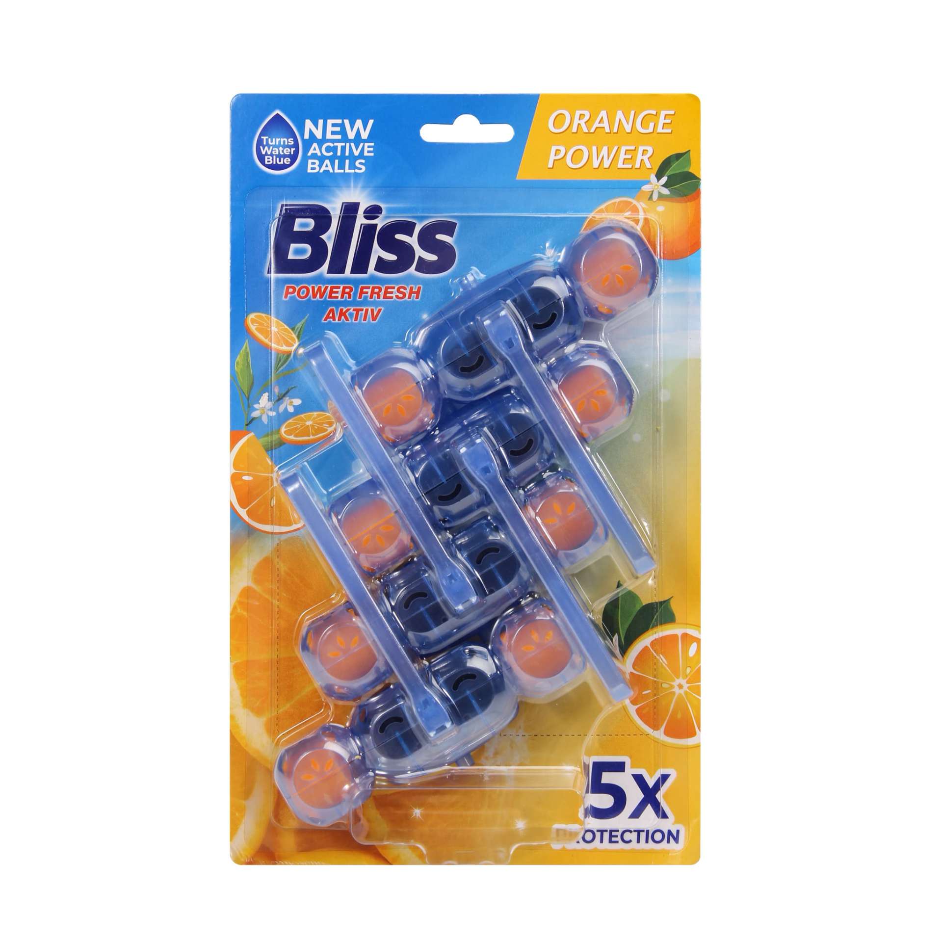 BLISS POWER AKTIV WC BLUE WATER 4 X 50G ORANGE POWER  MULTI - ZAWIESZKA DO WC BARWIĄCA