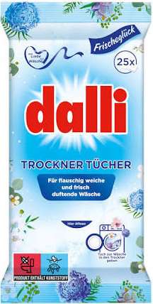DALLI TROCKNER TUCHER 25szt  DE - CHUSTECZKI ZAPACHOWE , ZMIĘKCZAJĄCE TKANINY DO SUSZARKI