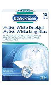 DR BECKMANN ACTIVE WHITE LINGETTES 15szt  NL- CHUSTECZKI WYBIELAJĄCE DO PRANIA BIAŁYCH TKANIN 
