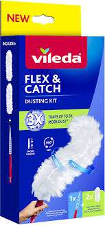 VILEDA FLEX & CATCH SHORT KIT SYSTEM + 2 REFILLS IT - MIOTEŁKA DO KURZU + 2 ZAPASY 