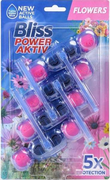 BLISS POWER AKTIV WC BLUE WATER 4 X 55G FLOWERS MULTI - ZAWIESZKA DO WC BARWIĄCA