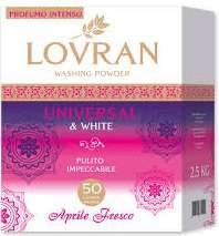 LOVRAN WASHING POWDER UNIVERSAL & WHITE 50WL / 2,5KG APRILE FRESCO IT/EN/PL - PROSZEK DO PRANIA