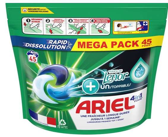 ARIEL PODS 4IN1 45szt +LENOR UNSTOPPABLES NL/FR - KAPSUŁKI DO PRANIA