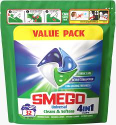 SMEGO CAPS 4IN1 CLEANS & SOFTENS 32szt UNIVERSAL GB - KAPSUŁKI DO PRANIA