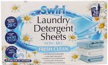SWIRL LAUNDRY DETERGENT SHEETS FRESH CLEAN 20szt GB - DETERGENT DO PRANIA W LISTKACH