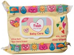 FRESH BABY WET WIPES 200 SZT ALOE VERA SCENT XXL PACK MULTI - CHUSTECZKI NAWILŻANE DLA DZIECI