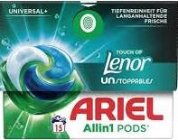 ARIEL PODS 3in1 15szt UNIVERSAL+LENOR UNSTOPPABLES  DE - KAPSUŁKI DO PRANIA