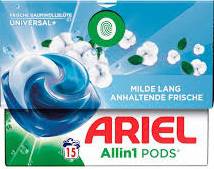 ARIEL PODS 3in1 15szt UNIVERSAL+FRISCHE BAUMWOLLBLÜTE  DE - KAPSUŁKI DO PRANIA