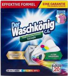 WASCHKONIG FARB UND SCHMUTZFANGTUCHER 20szt - CHUSTECZKI WYŁAPUJĄCE DO PRANIA 
