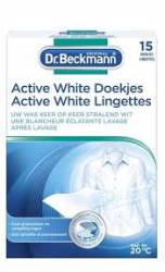 DR BECKMANN ACTIVE WHITE LINGETTES 15szt  NL- CHUSTECZKI WYBIELAJĄCE DO PRANIA BIAŁYCH TKANIN 