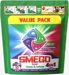 SMEGO CAPS 4IN1 CLEANS & SOFTENS 32szt COLOR GB - KAPSUŁKI DO PRANIA 